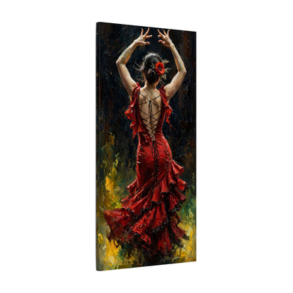 Flamenco Dancer Matte Canvas Wall Art — Stretched Red Dress Painting