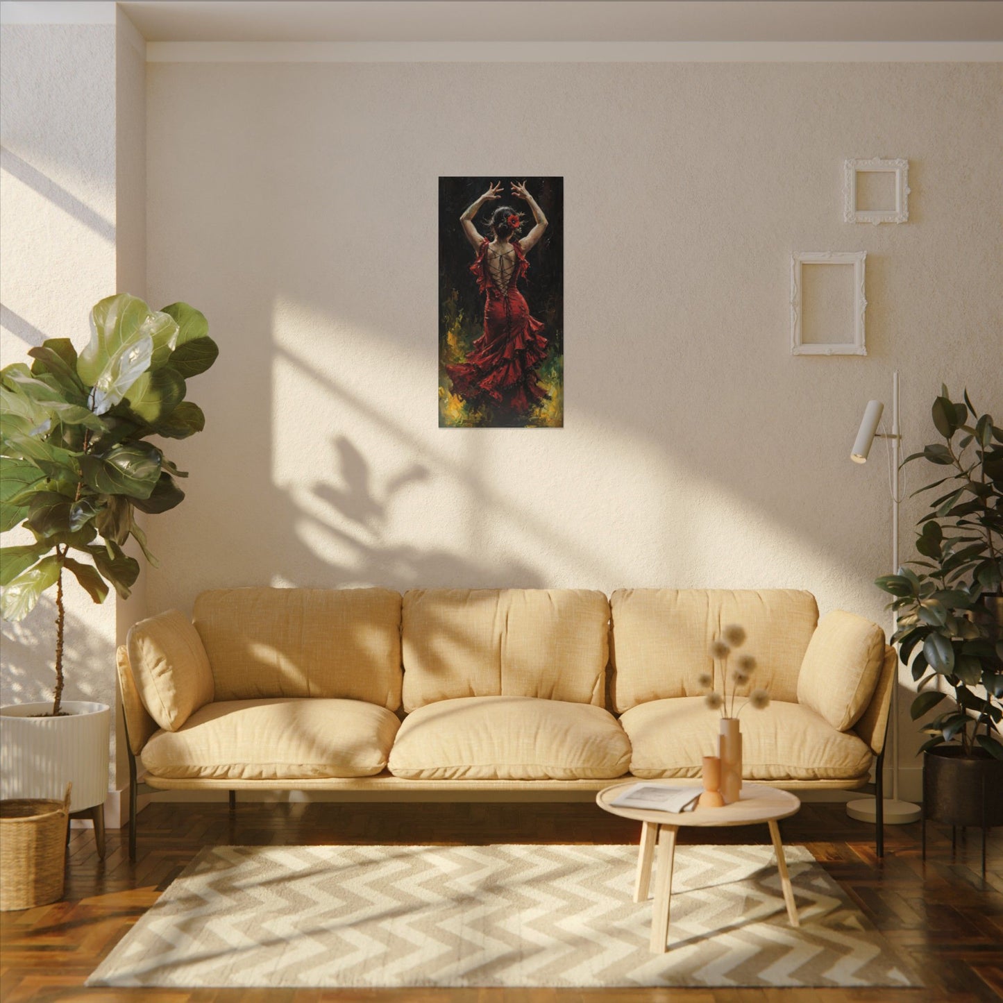 Flamenco Dancer Matte Canvas Wall Art — Stretched Red Dress Painting