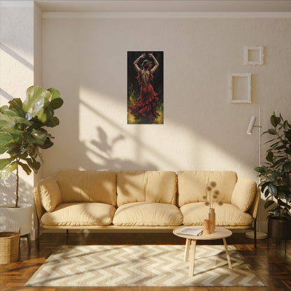 Flamenco Dancer Matte Canvas Wall Art — Stretched Red Dress Painting