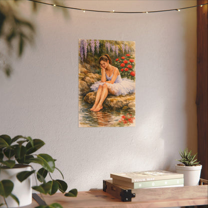 Ballerina by the Pond Watercolor Poster — Matte Textured Art Print