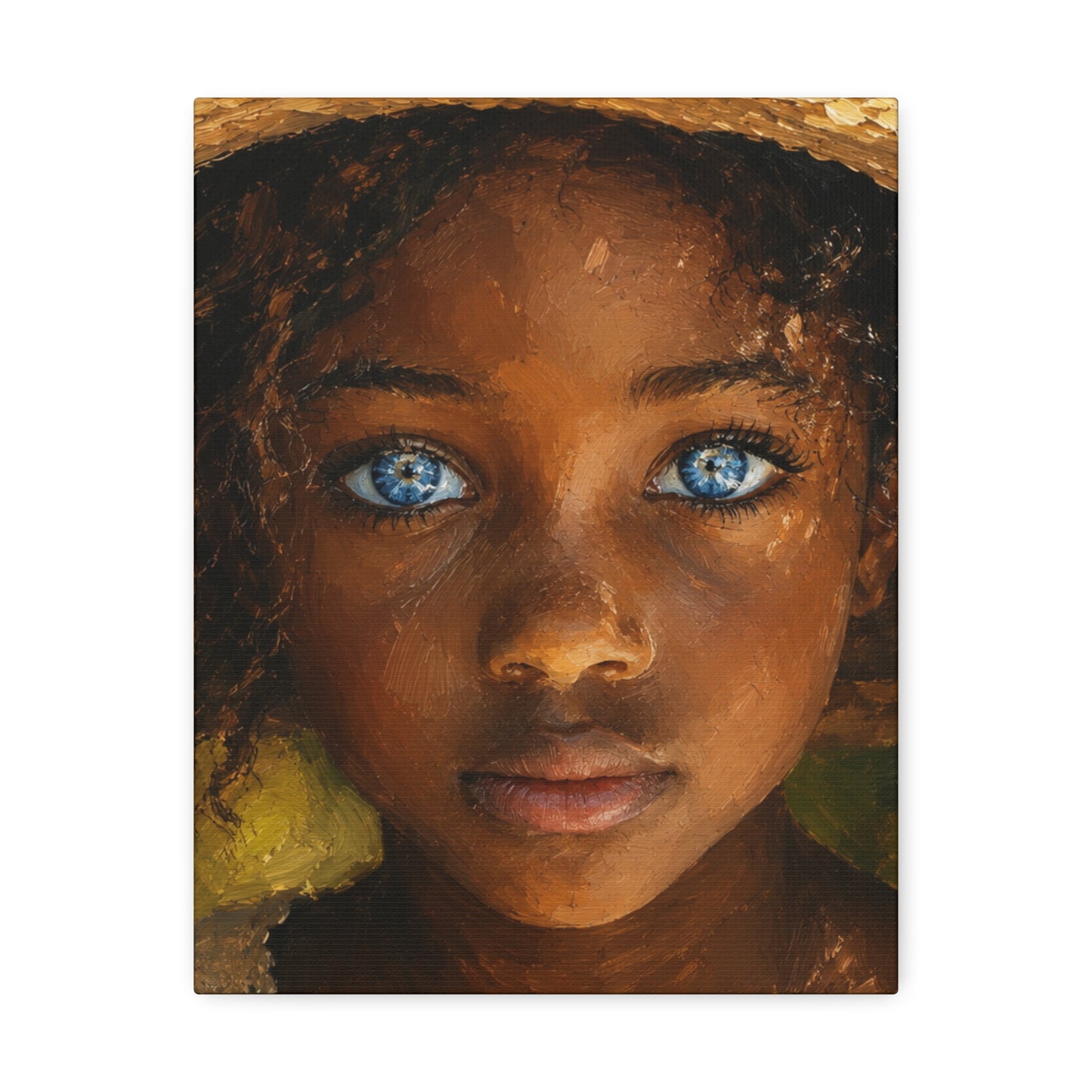 Canvas Wall Art — Portrait of Girl with Blue Eyes Stretched Canvas