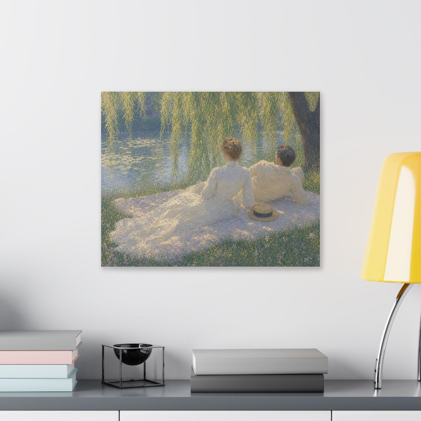 Impressionist Couples by the Lake — Classic Stretched Canvas Art Print