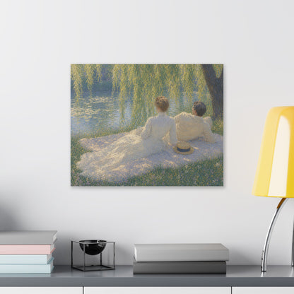 Impressionist Couples by the Lake — Classic Stretched Canvas Art Print