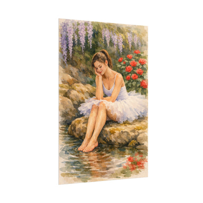 Ballerina by the Pond Watercolor Poster — Matte Textured Art Print