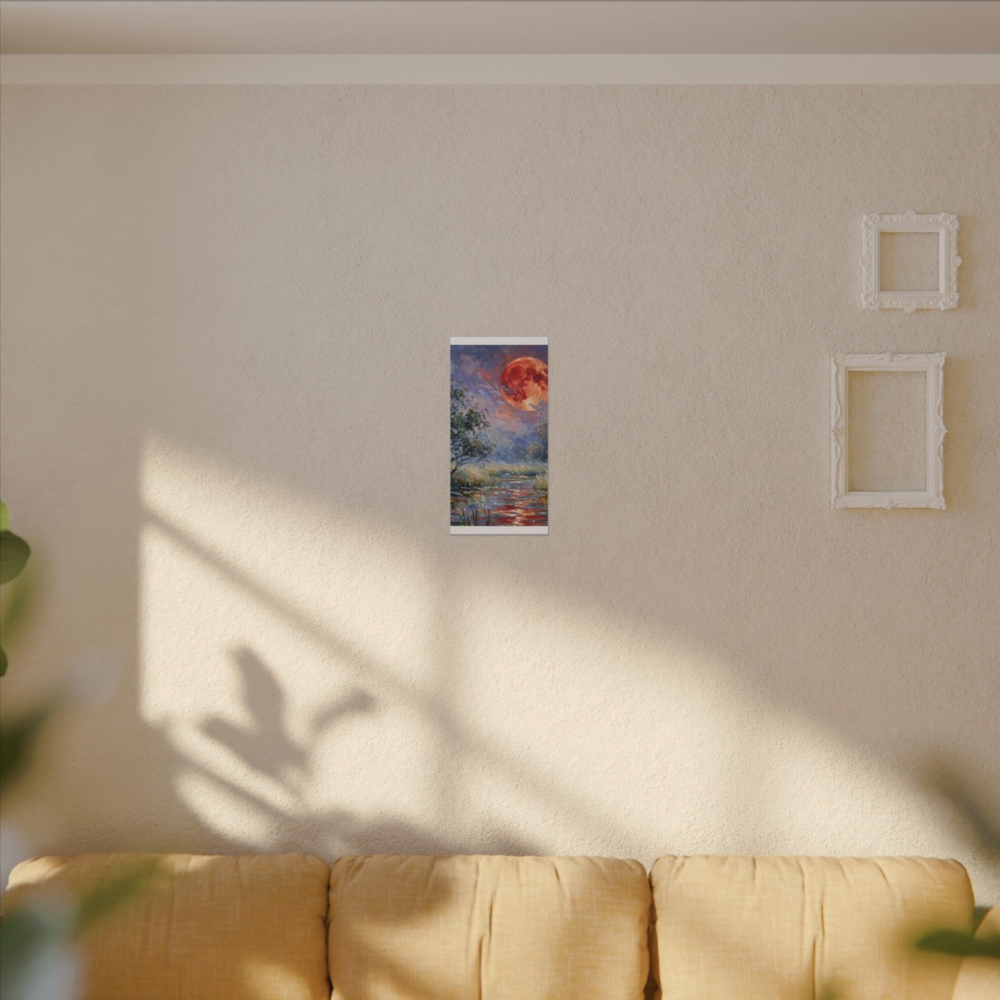 Red Moon Lake Matte Canvas Print — Stretched Wall Art