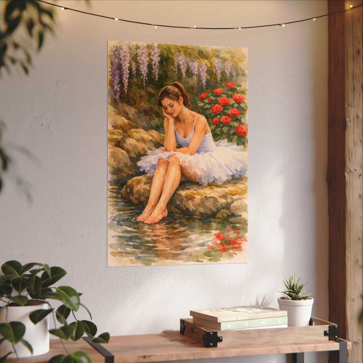 Ballerina by the Pond Watercolor Poster — Matte Textured Art Print