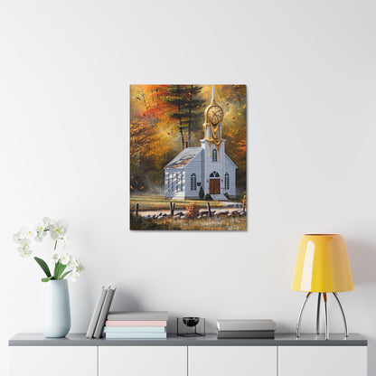 Autumn Chapel Wall Art — Stretched Canvas