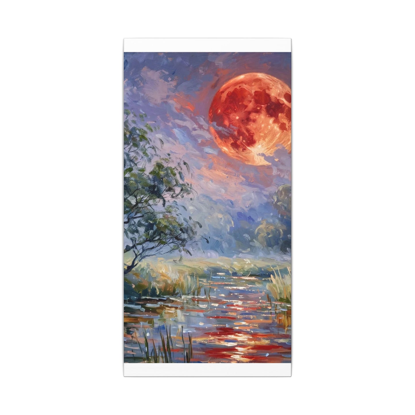 Red Moon Lake Matte Canvas Print — Stretched Wall Art