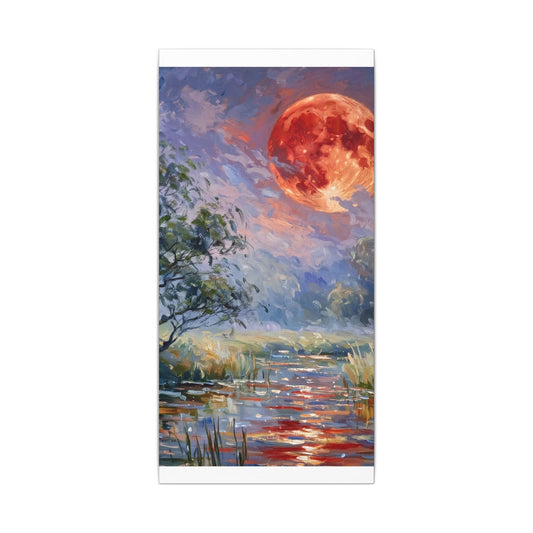 Red Moon Lake Matte Canvas Print — Stretched Wall Art