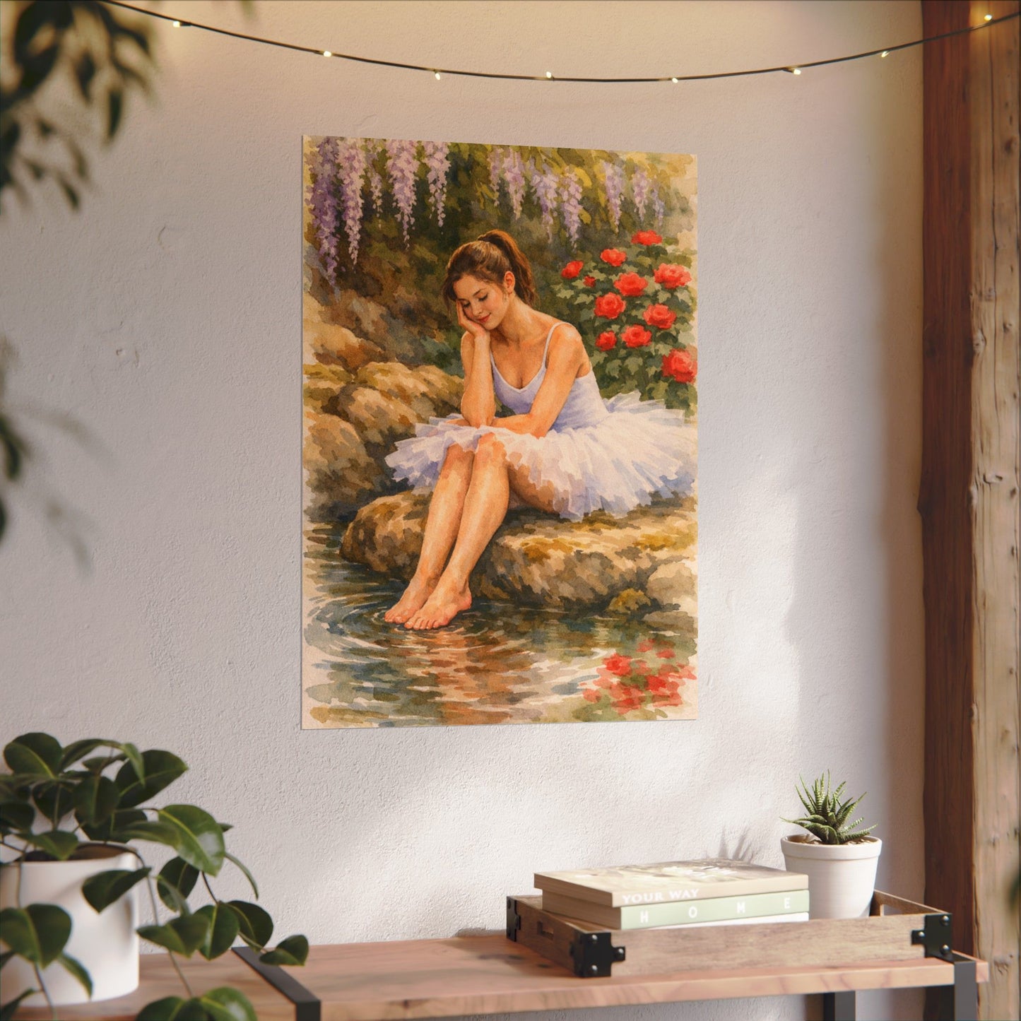 Ballerina by the Pond Watercolor Poster — Matte Textured Art Print
