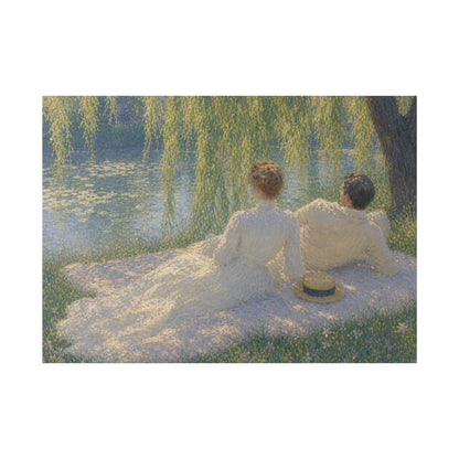 Impressionist Couples by the Lake — Classic Stretched Canvas Art Print