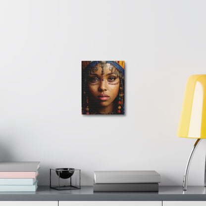 Boho Desert Princess Stretched Canvas Wall Art — Ethereal Tribal Portrait