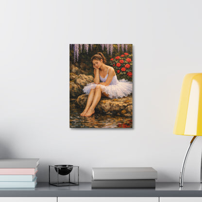 Ballerina by the Pond Stretched Canvas