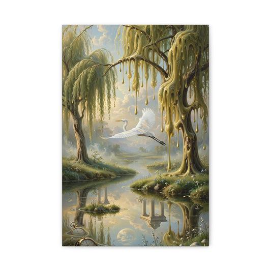 Tranquil Willow Canvas Print — Dreamy Lake Landscape Wall Art
