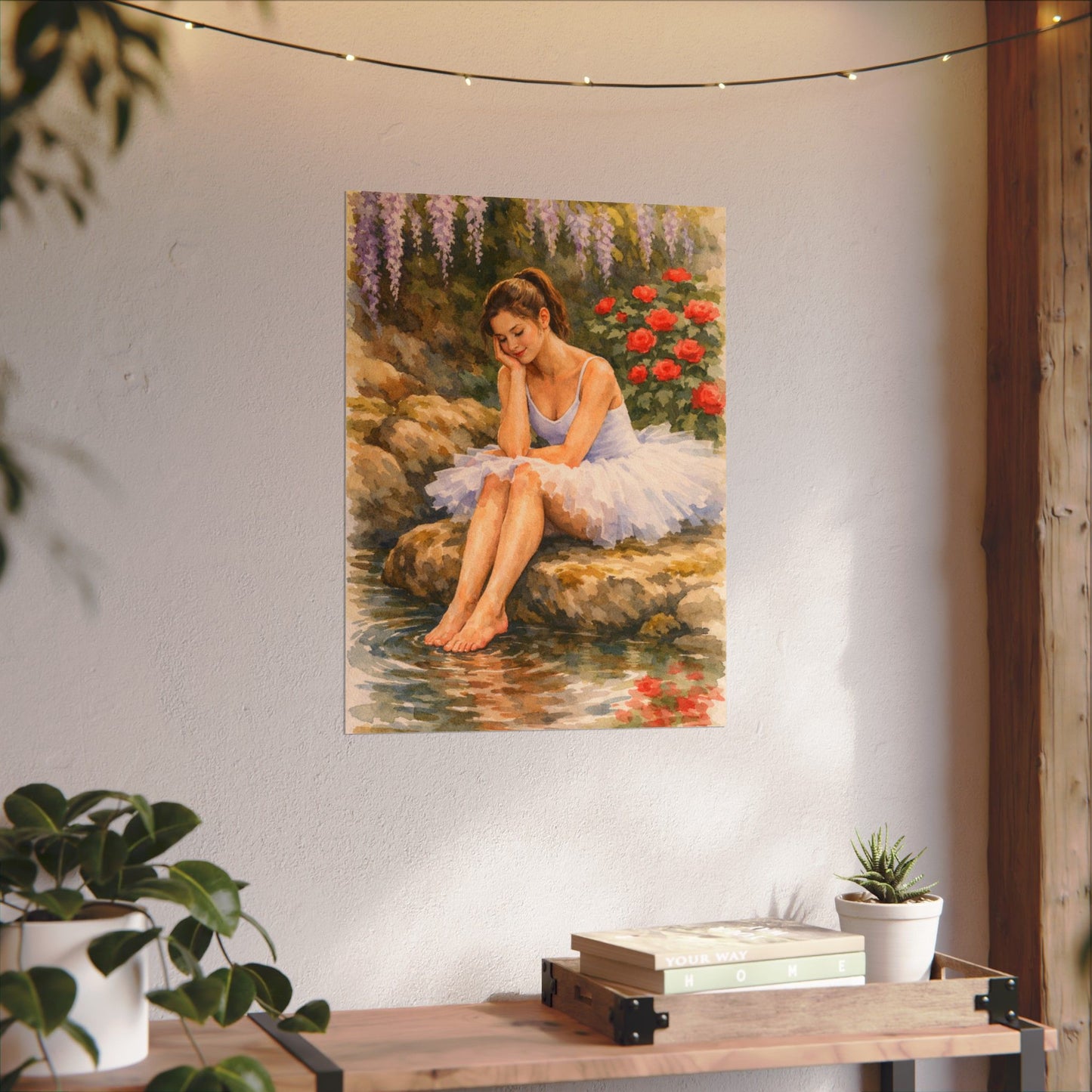 Ballerina by the Pond Watercolor Poster — Matte Textured Art Print