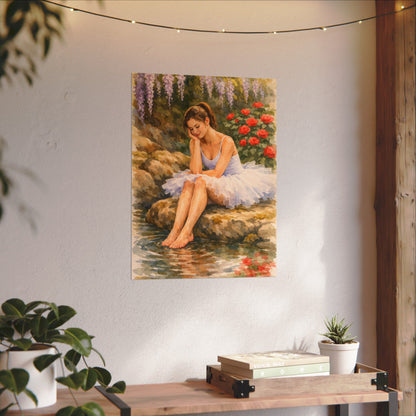 Ballerina by the Pond Watercolor Poster — Matte Textured Art Print