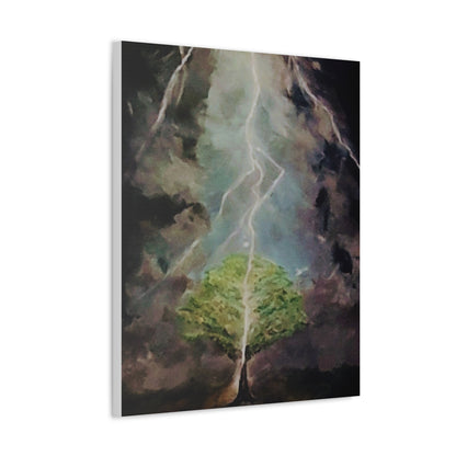 Lightning Tree Canvas Wall Art — Dramatic Storm Landscape Stretched Canvas