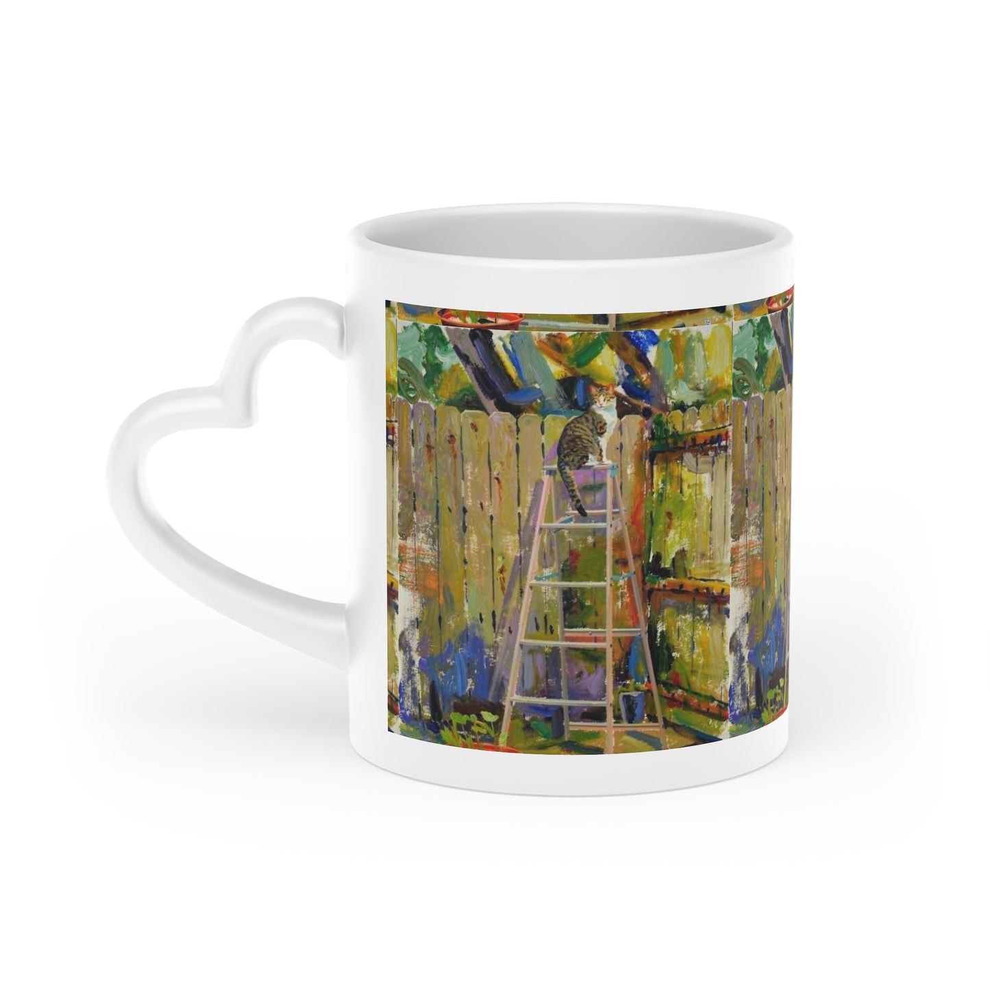 Painter's Garden Mug - Colorful Impressionist Outdoor Fence Art Coffee Cup
