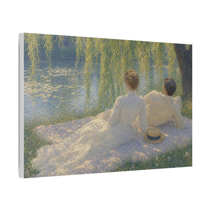 Impressionist Couples by the Lake — Classic Stretched Canvas Art Print