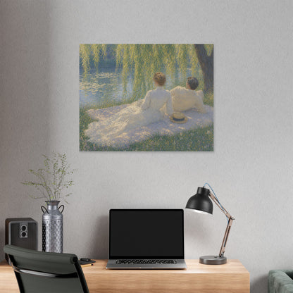 Impressionist Couples by the Lake — Classic Stretched Canvas Art Print