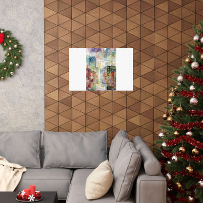 Watercolor Cityscape Matte Poster — Vibrant Urban Street Art Print