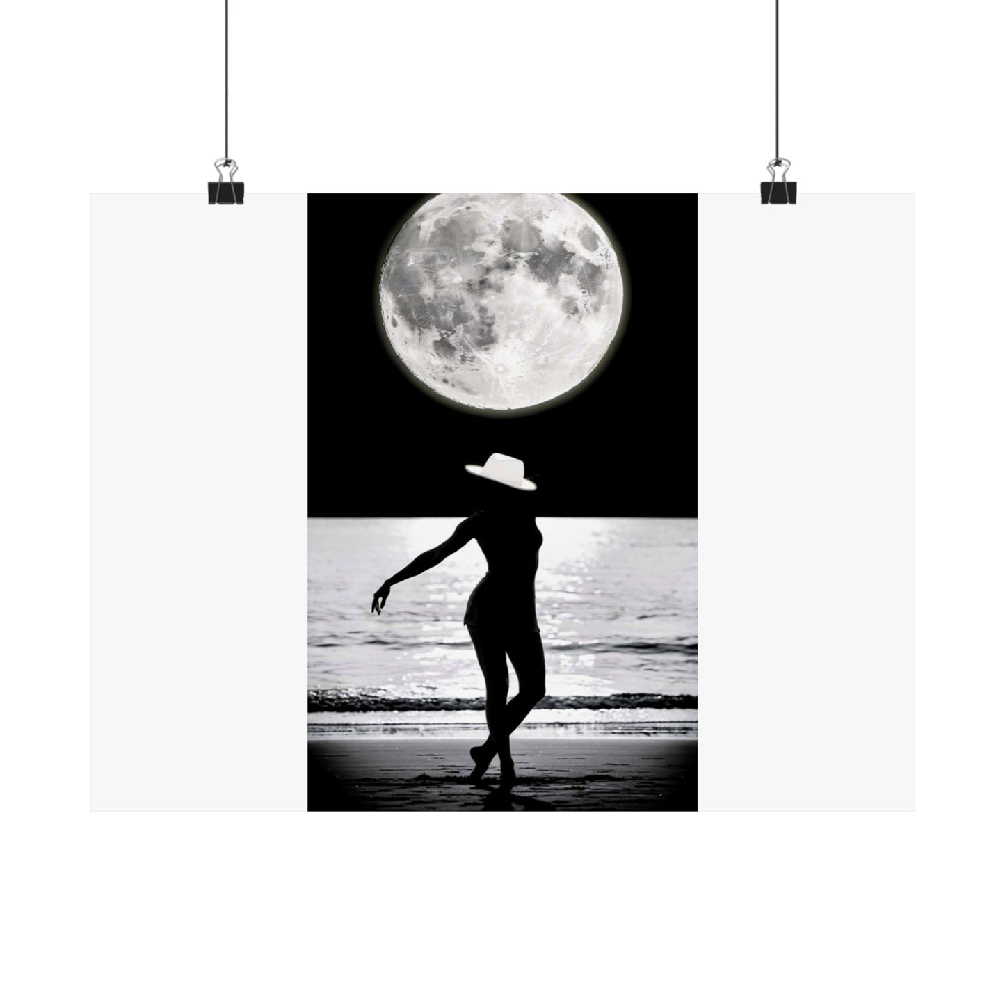 Moonlit Beach Silhouette Matte Poster