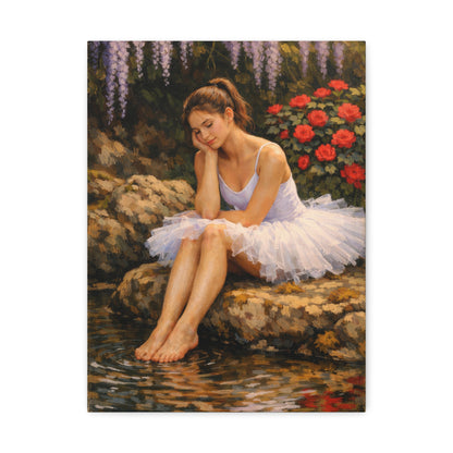 Ballerina by the Pond Stretched Canvas
