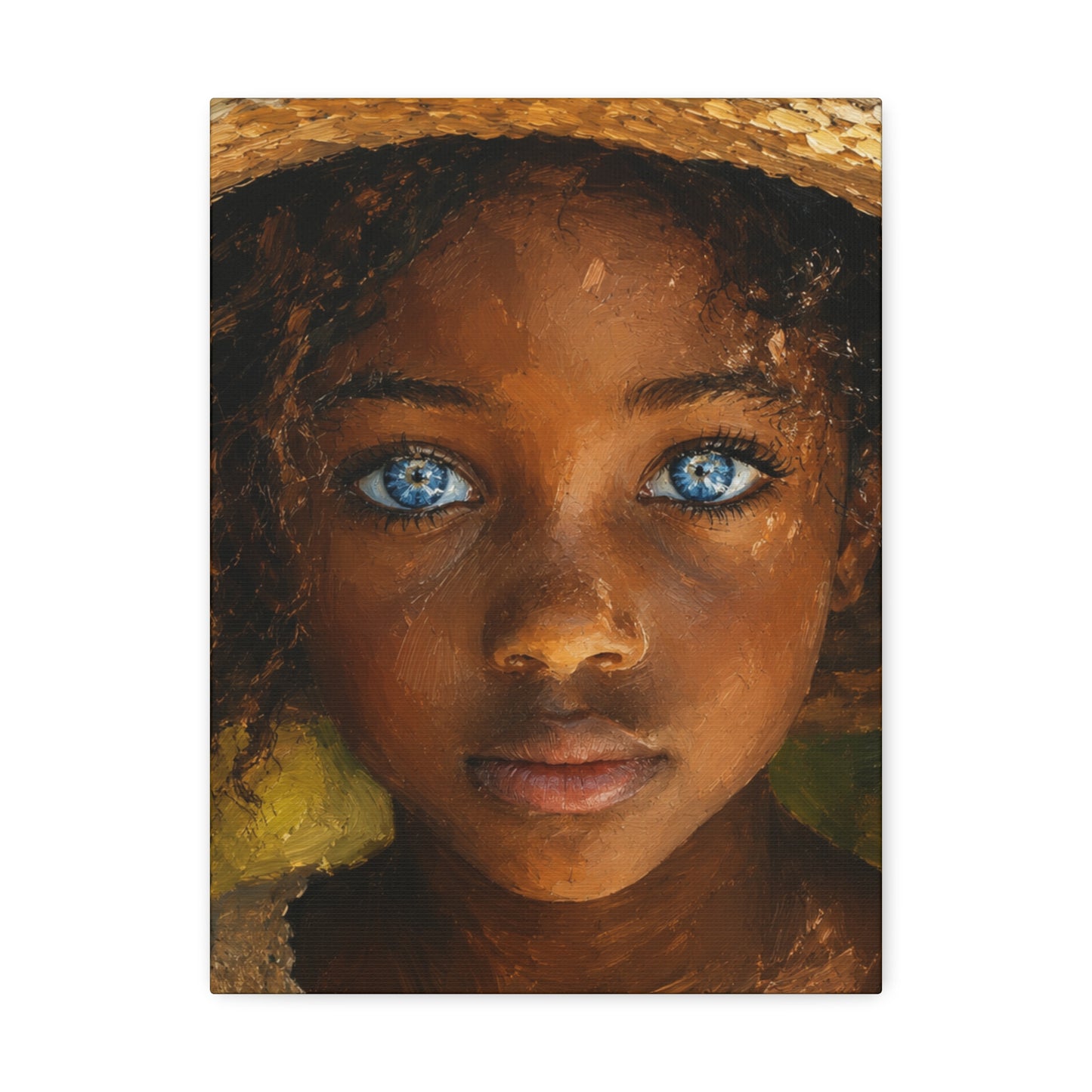 Canvas Wall Art — Portrait of Girl with Blue Eyes Stretched Canvas