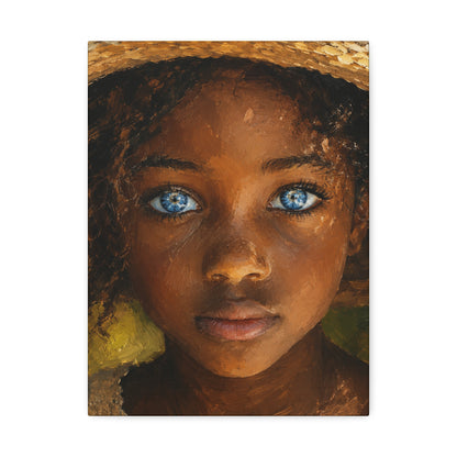 Canvas Wall Art — Portrait of Girl with Blue Eyes Stretched Canvas