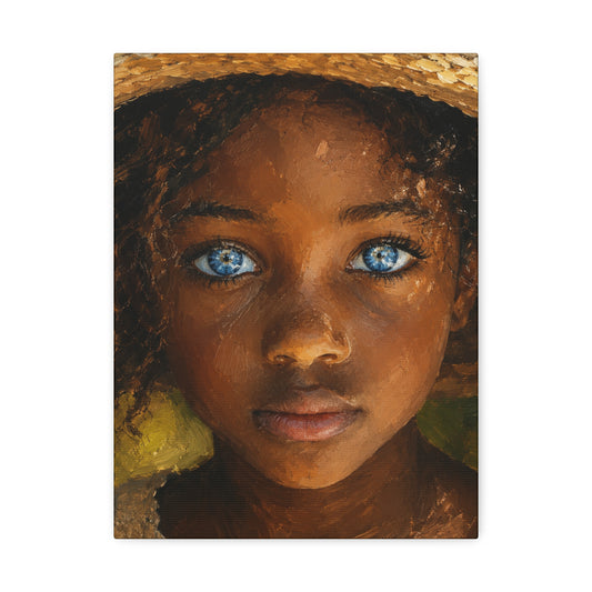 Canvas Wall Art — Portrait of Girl with Blue Eyes Stretched Canvas
