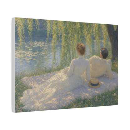 Impressionist Couples by the Lake — Classic Stretched Canvas Art Print