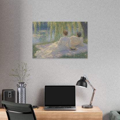 Impressionist Couples by the Lake — Classic Stretched Canvas Art Print