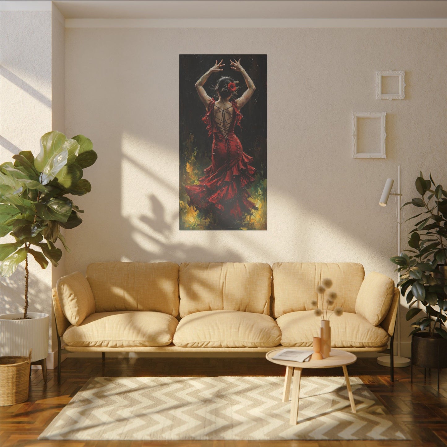 Flamenco Dancer Matte Canvas Wall Art — Stretched Red Dress Painting