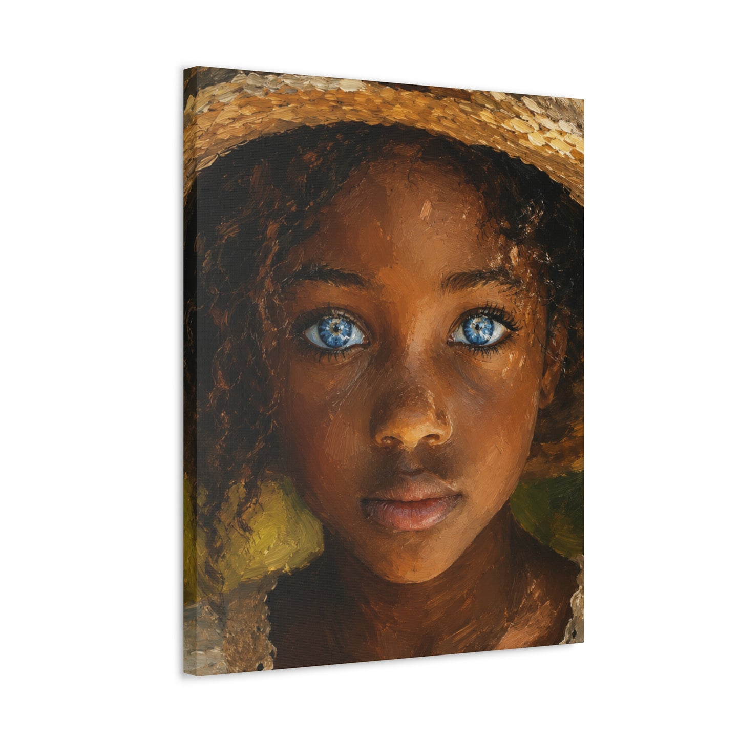 Canvas Wall Art — Portrait of Girl with Blue Eyes Stretched Canvas