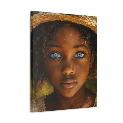 Canvas Wall Art — Portrait of Girl with Blue Eyes Stretched Canvas