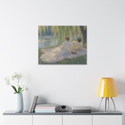Impressionist Couples by the Lake — Classic Stretched Canvas Art Print
