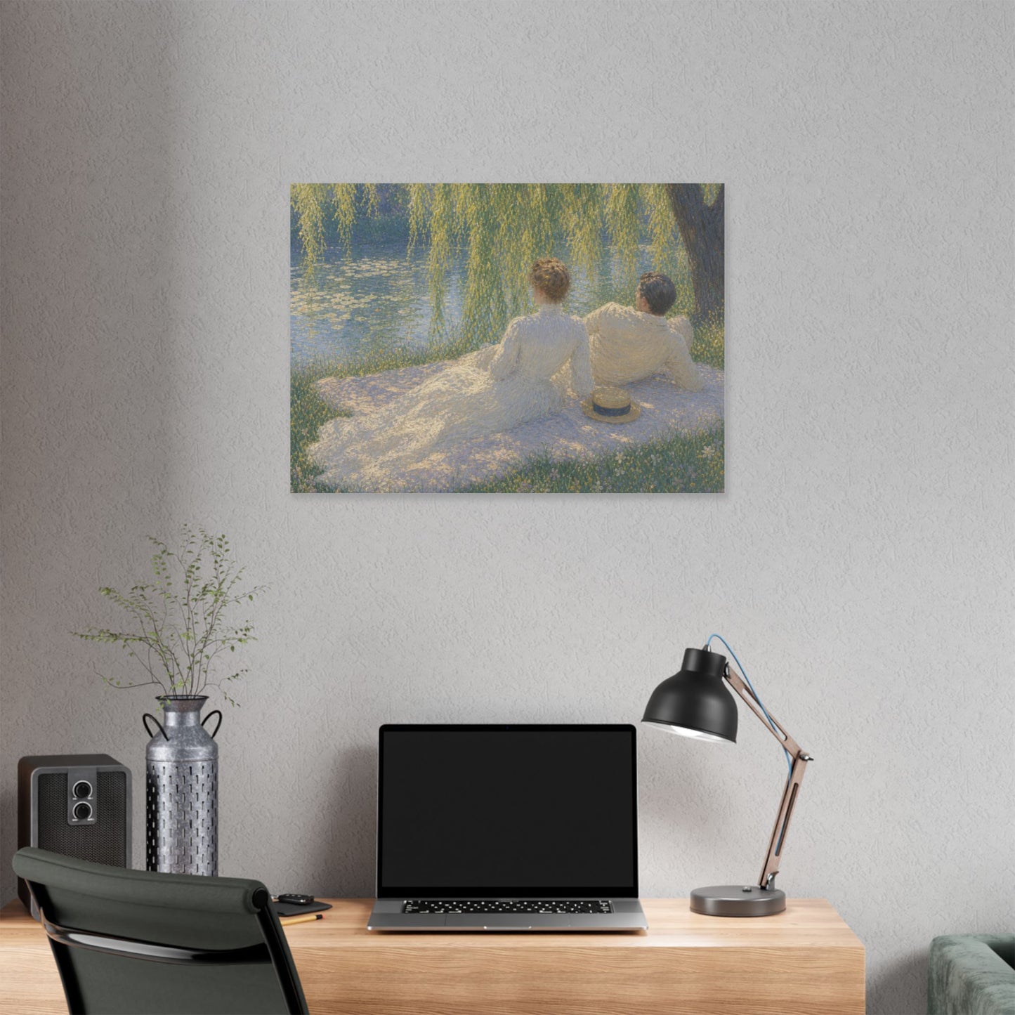Impressionist Couples by the Lake — Classic Stretched Canvas Art Print