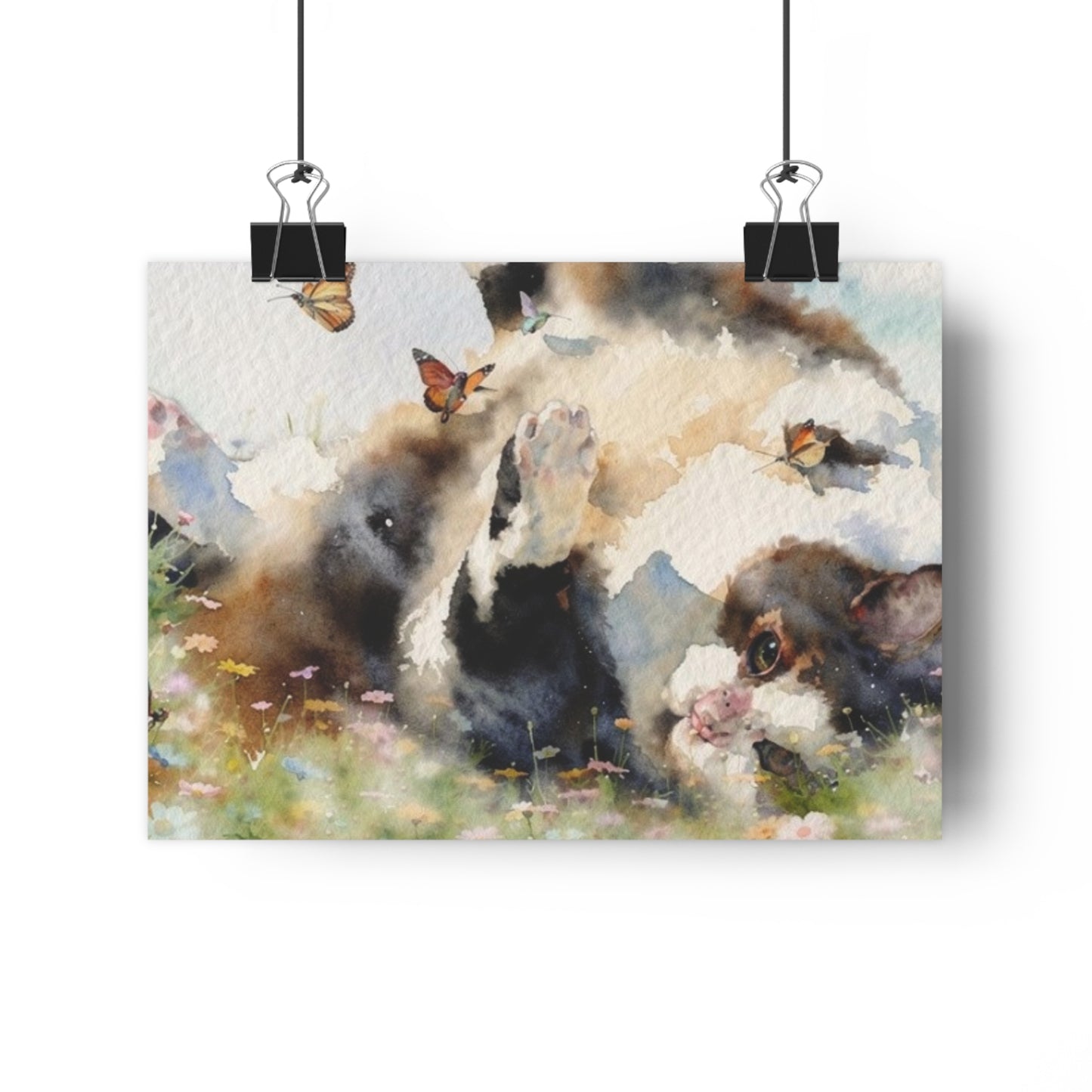 Giclée Art Print — Watercolor Kitten & Butterflies Illustration