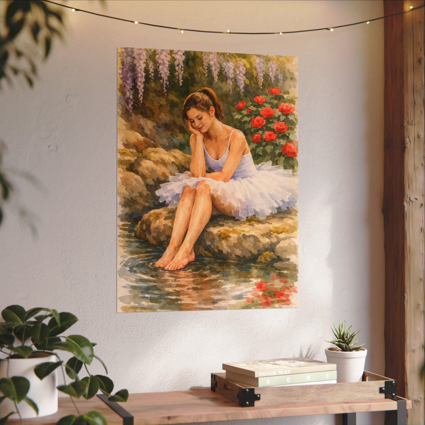 Ballerina by the Pond Watercolor Poster — Matte Textured Art Print