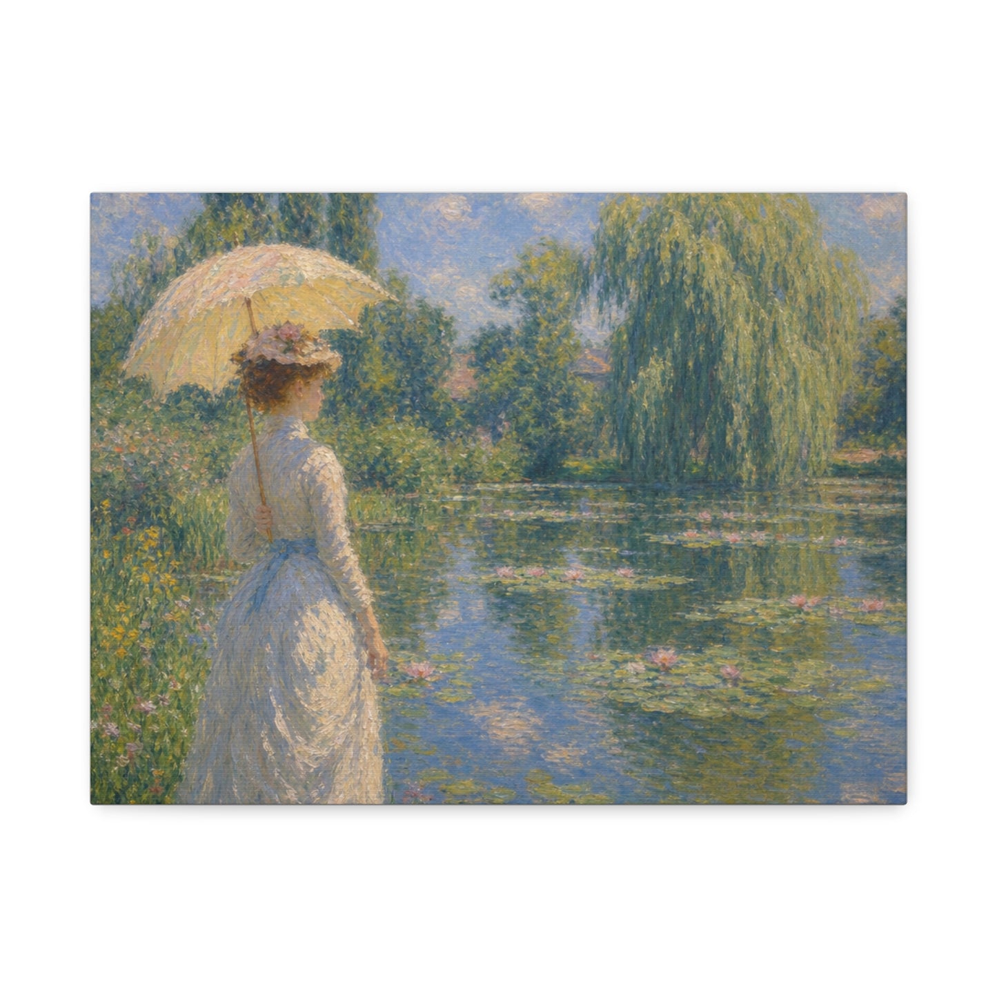 Impressionist Lady with Parasol Stretched Canvas Art