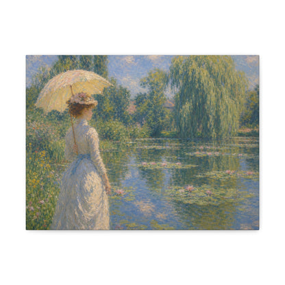 Impressionist Lady with Parasol Stretched Canvas Art