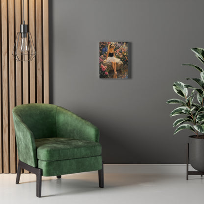 Ballet Girl in Flower Garden — Stretched Canvas Wall Art
