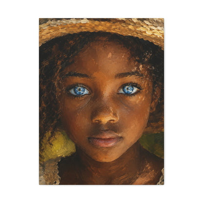 Canvas Wall Art — Portrait of Girl with Blue Eyes Stretched Canvas