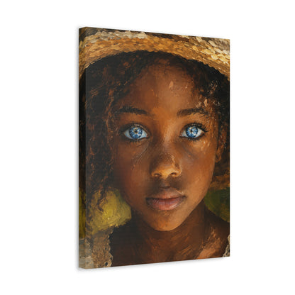 Canvas Wall Art — Portrait of Girl with Blue Eyes Stretched Canvas