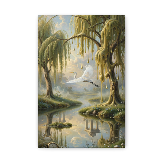 Tranquil Willow Canvas Print — Dreamy Lake Landscape Wall Art