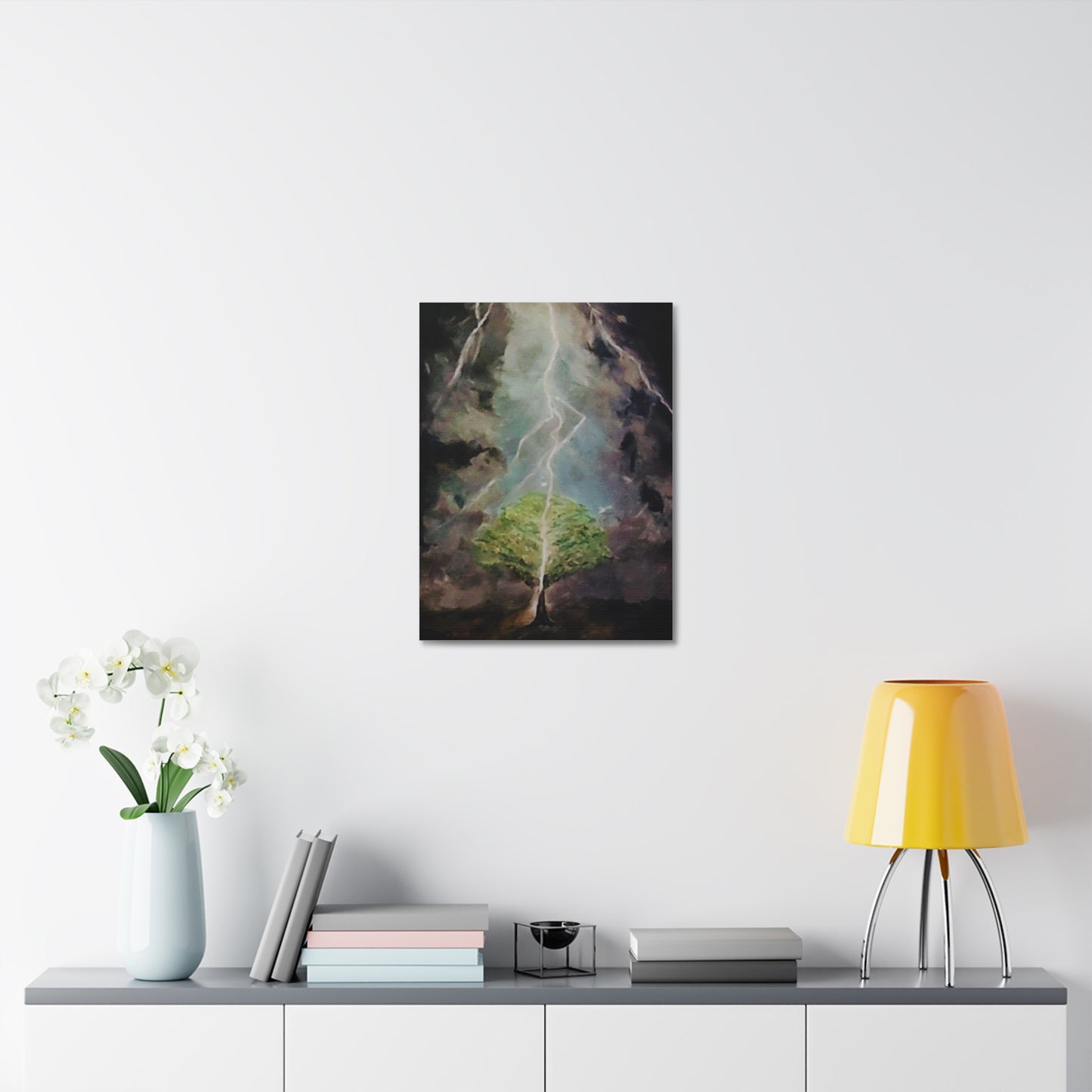 Lightning Tree Canvas Wall Art — Dramatic Storm Landscape Stretched Canvas