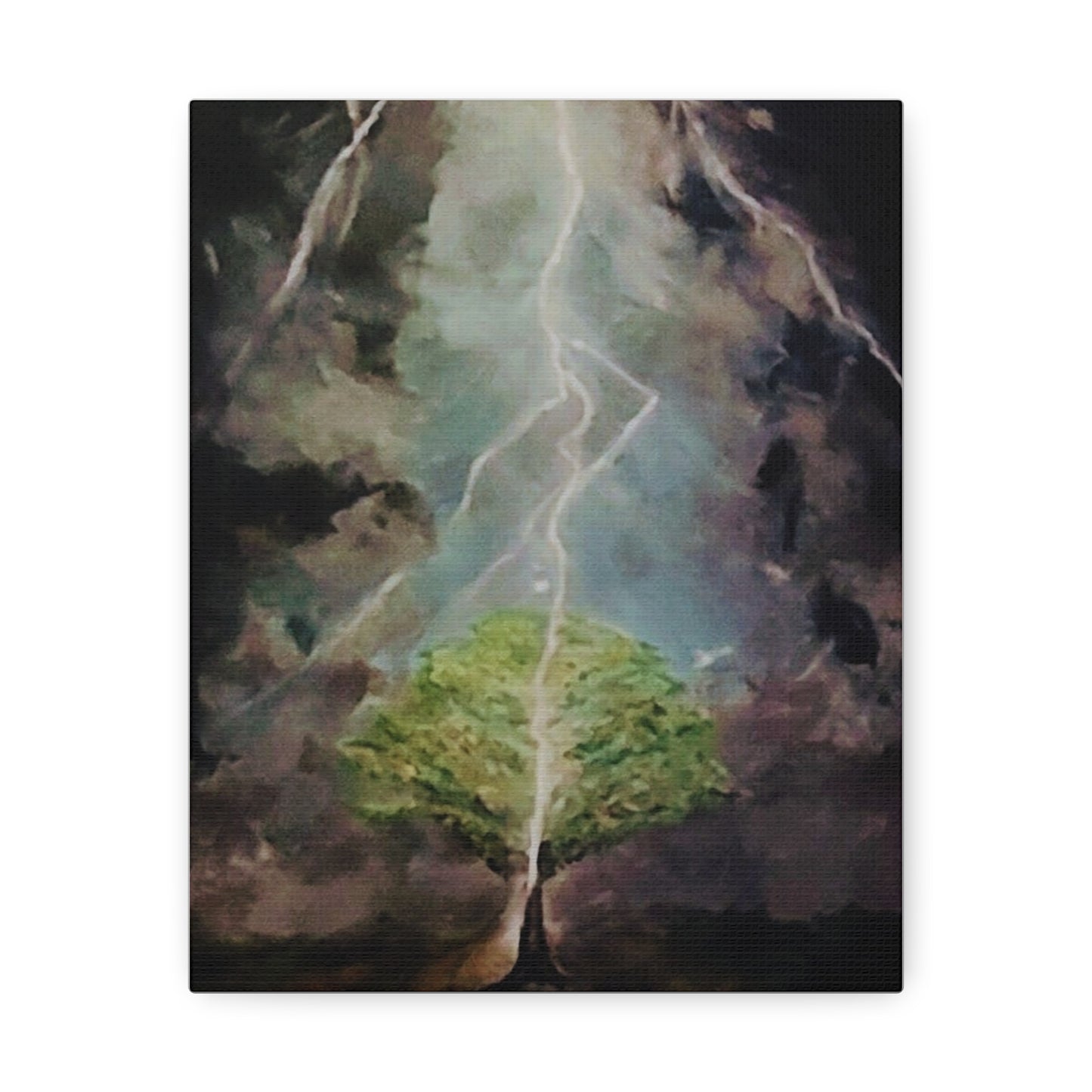 Lightning Tree Canvas Wall Art — Dramatic Storm Landscape Stretched Canvas