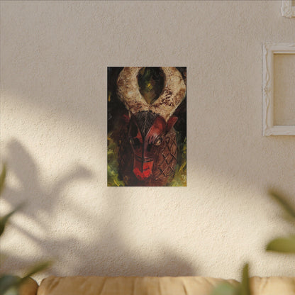 African Tribal Mask Matte Canvas Wall Art — Stretched Decorative Painting