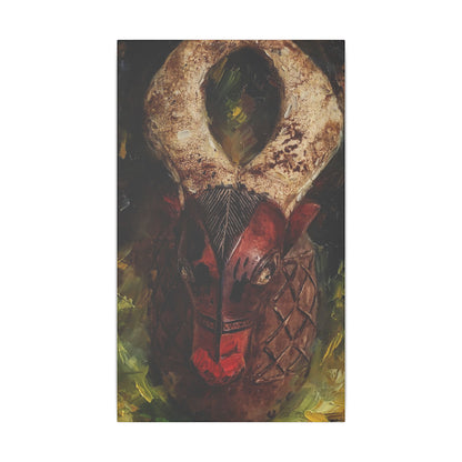 African Tribal Mask Matte Canvas Wall Art — Stretched Decorative Painting