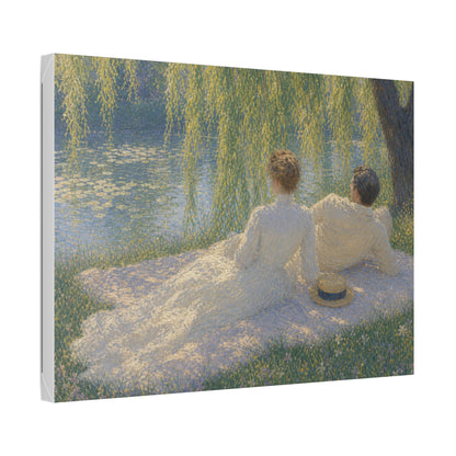 Impressionist Couples by the Lake — Classic Stretched Canvas Art Print